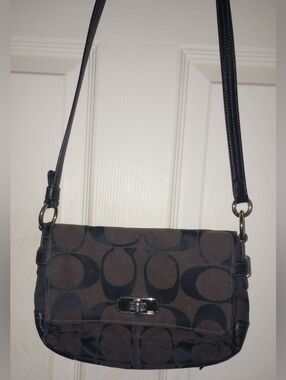 Coach Signature Canvas Crossbody Bag in Brown/Black